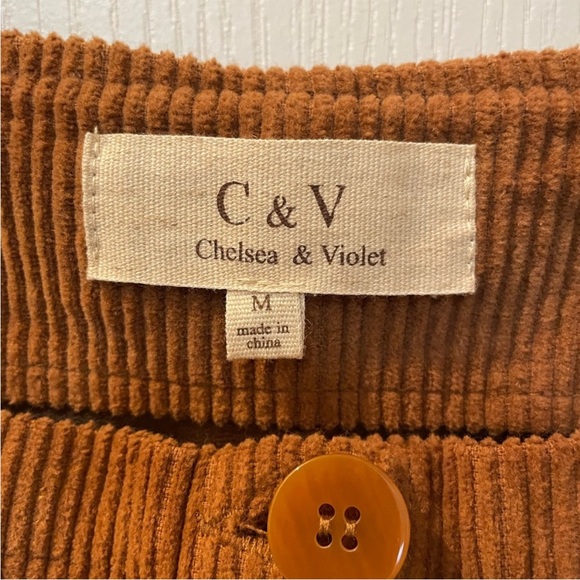 Chelsea & Violet Tan Corduroy Mini Bib Jumper Dress Size M Retro look - Picture 8 of 8